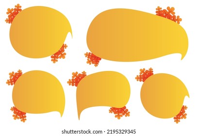 Set speech bubbles with brown leaves. Autumn and fall concept on white background.warm color chat vector doodle message or communication icon Cloud speaking for comics and minimal message dialog