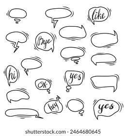Set speech bubbles. Cartoon or comic labels. comic speech. Flat design vector illustration isolated on background.