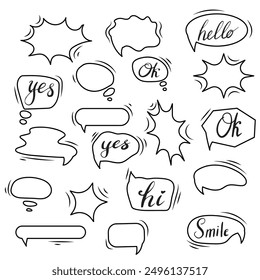 Set speech bubbles. Cartoon or comic labels. comic speech. Flat design vector illustration isolated on background.
