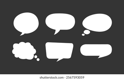 Set of speech bubbles. chatting box, message box outline cartoon vector illustration design.