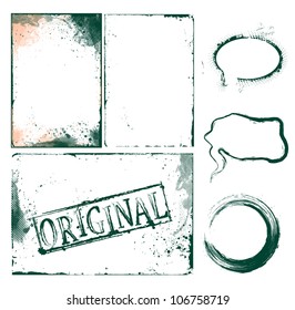 set of speech bubbles, circle & grunge border design element.