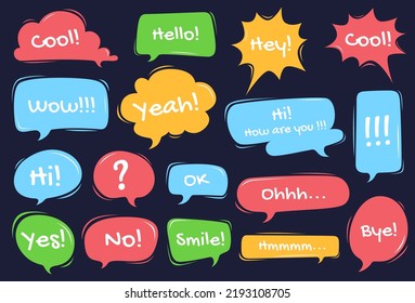 Set of speech bubbles. Clouds for online chats. Reaction dialogues. Vector illustration
