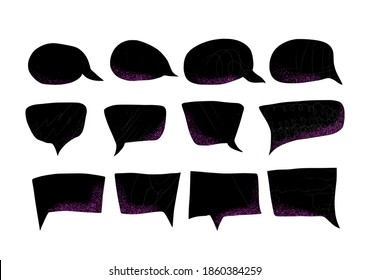 Set of speech bubbles. collection of hand drawn dialog clouds elements. Vector illustartion.