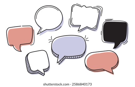 A set of speech bubbles.  A collection of talking speech balls isolated on a white background. Vector illustration
