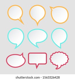 Set of speech bubbles. Colorful paper stickers design for text. Chat icons. Vector Illustration