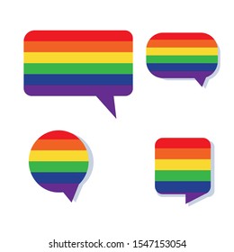 set of speech bubbles in colors of LGBT