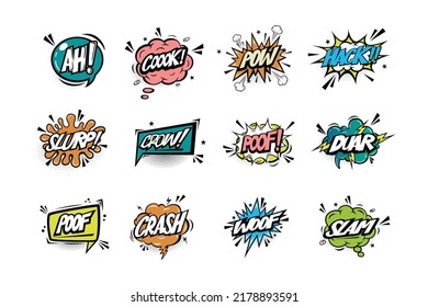 A set of speech bubbles comic and elements with halftone shadows