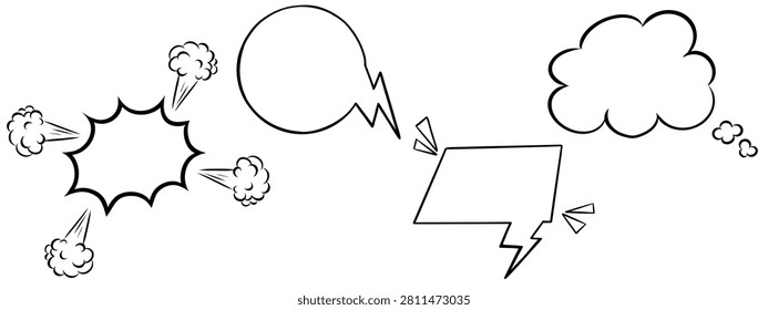 Set of Speech bubbles in comic pop art style. Funny explosion, thought bubble, text cloud. Retro textbox, dialog box, suggestion box. doodle design element.