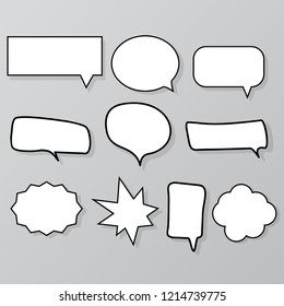 Set of speech bubbles comic stye with shadow