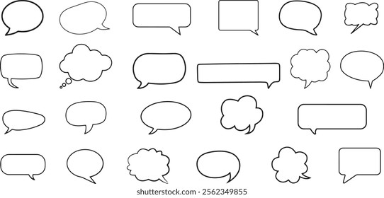 Set of speech bubbles. Bubbles for comics. Chat bubble line art icon vector. Blank empty speech bubbles for text, chatting, message box. chat bubble line art icon for apps and websites. 