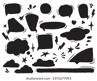 Set of speech bubbles. Conversational clouds, vnctor, chalk texture. Collection of hand drawn infographic vectors.