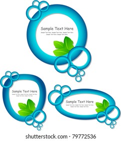 Set of speech bubbles decorated with green leaves