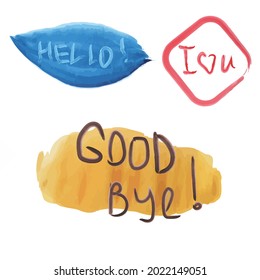 Set of speech bubbles and dialog balloons vector image. Watercolor.