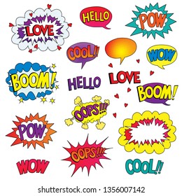 set of speech bubbles with different emotions