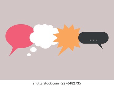 Set of speech bubbles of different shapes and meanings. Speech Bubble, Discussion, Talking, Business, Communication