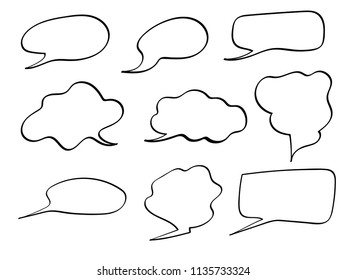 Set of speech bubbles in a doodle style.