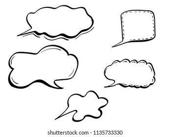 Set of speech bubbles in a doodle style.