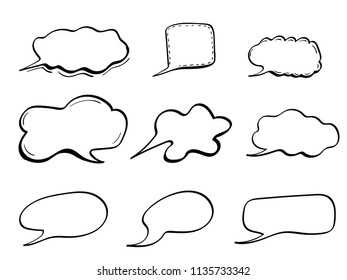 Set of speech bubbles in a doodle style.