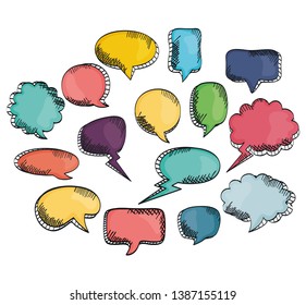 set of speech bubbles drawn