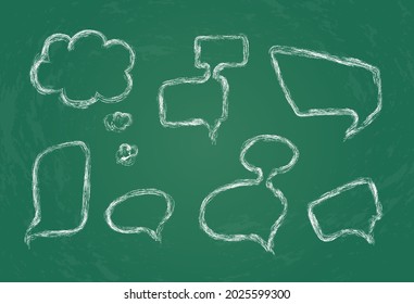 A set of speech bubbles drawn in chalk on a board. Vector illustration.