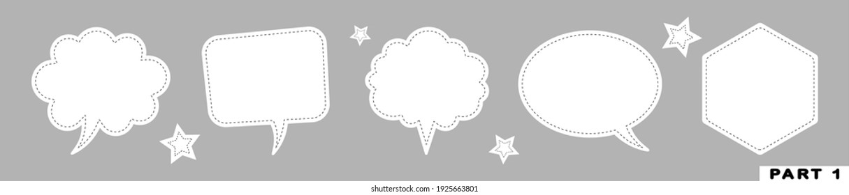 Set of speech bubbles.set of empty speech bubbles.Empty blank vector speech bubbles.Set of speak bubble text.chatting box, message box outline Balloon modern style of thinking sign symbol. trendy Set
