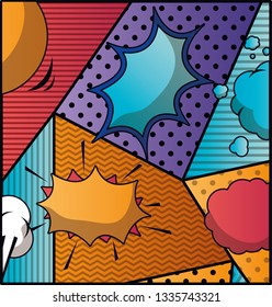 set of speech bubbles and expressions pop art background
