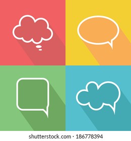 Set of speech bubbles. Flat design with long shadow. Vector illustration