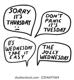 Set of speech bubbles. Funny phrases. Graphic design on white background.