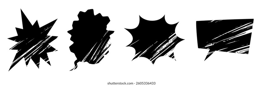 Set of speech bubbles with grunge texture