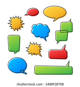 Set of speech bubbles. Halftone shadows. Vector stock illustration