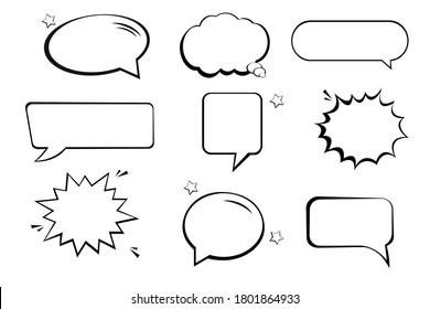 Set of speech bubbles. Halftone shadows. Vector illustration