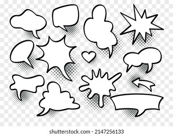 Set of speech bubbles. Halftone shadows. Vector illustration
