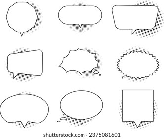 Juego de burbujas de voz. Sombras de semitono. Ilustración del vector