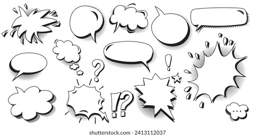 Juego de burbujas de voz. Sombras de semitono. Ilustración del vector