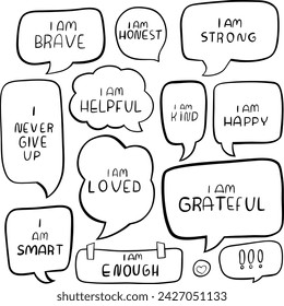 set of speech bubbles, hand drawn vector elements