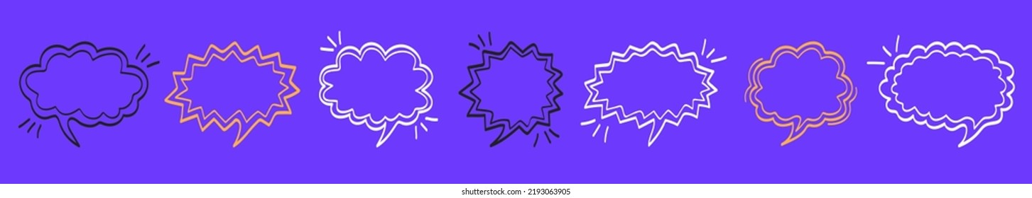 Set of speech bubbles. Hand-drawn chatting box. Vector.
