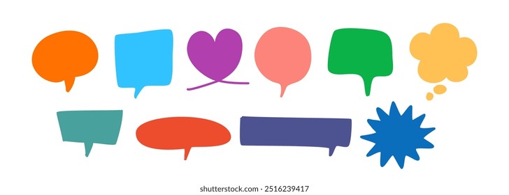 Satz von Sprechblasen im handgezeichneten Stil , Chat-Box, Message-Box Umriss Cartoon Elemente Vektorgrafik	