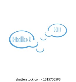 Set of speech bubbles. Hi, Hallo, wow. Vector illustration
