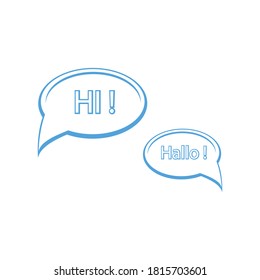 Set of speech bubbles. Hi, Hallo, wow. Vector illustration