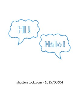 Set of speech bubbles. Hi, Hallo, wow. Vector illustration