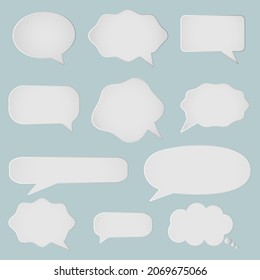 Set of speech bubbles isolated on blue background .	