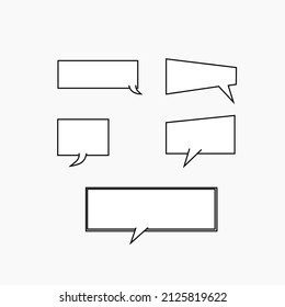 Set of Speech bubbles linear icons in shape rectangle. Chat, web icons. Flat design style, vector illustrations. Text balloon bubble graphic novel comic strip speech vector set.