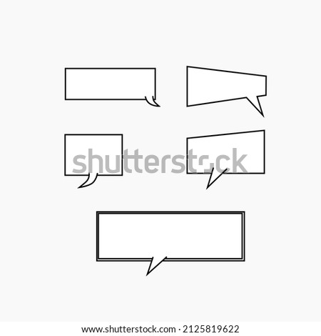 Set of Speech bubbles linear icons in shape rectangle. Chat, web icons. Flat design style, vector illustrations. Text balloon bubble graphic novel comic strip speech vector set.
