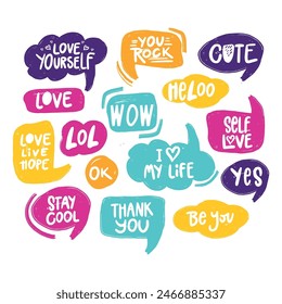 Set of speech bubbles with love quotes