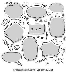 Set of speech bubbles in manga style with emotion signs