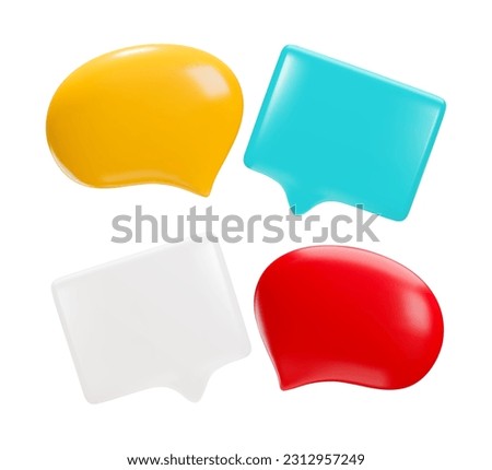 Set of speech bubbles and message icons in different color. 3d vector