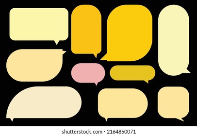 Set speech bubbles on black background. chat box or chat vector square and doodle message or communication icon Cloud speaking for comics and minimal message dialog