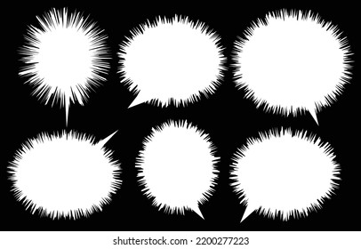 Set speech bubbles on black background. chat box or chat vector square and doodle message or communication icon Cloud speaking for comics and minimal message dialog