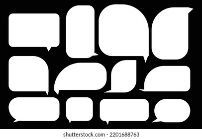 Set speech bubbles on black background. chat box or chat vector square and doodle message or communication icon Cloud speaking for comics and minimal message dialog