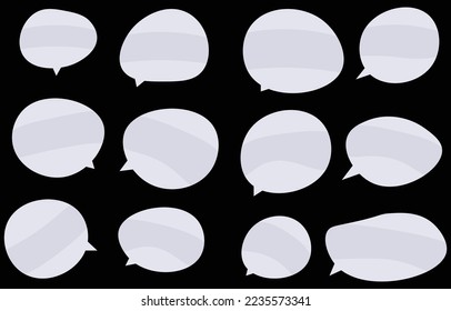 Set speech bubbles on black background. chat box or chat vector square and doodle message or communication icon Cloud speaking for comics and minimal message dialog